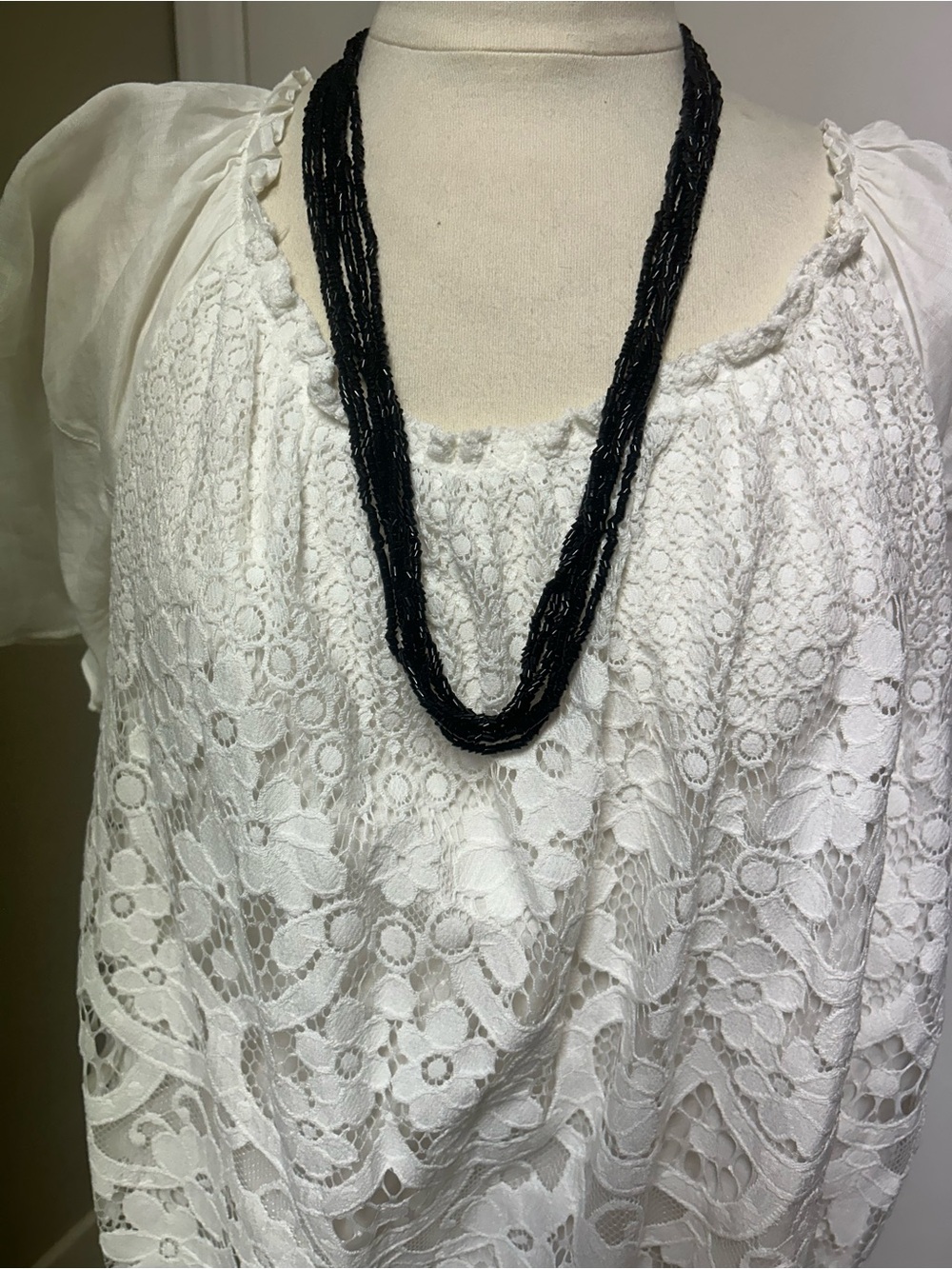 Vintage Black 6 strand beaded necklace